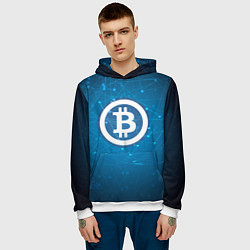 Толстовка-худи мужская Bitcoin Blue, цвет: 3D-белый — фото 2