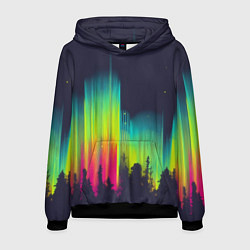 Толстовка-худи мужская Северное сияние, цвет: 3D-черный