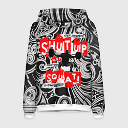 Толстовка-худи мужская Shut up & squat, цвет: 3D-белый