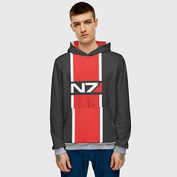 Толстовка-худи мужская Mass Effect: N7, цвет: 3D-меланж — фото 2