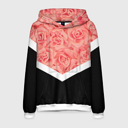 Толстовка-худи мужская Розовые розы, цвет: 3D-белый