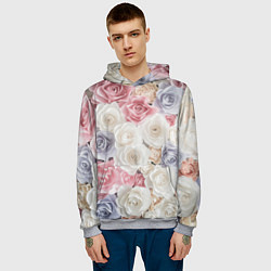 Толстовка-худи мужская Букет из роз, цвет: 3D-меланж — фото 2