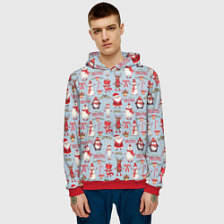 Толстовка-худи мужская Рождественская Милота, цвет: 3D-красный — фото 2