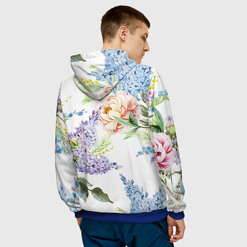 Мужская толстовка Сирень и Пионы / 3D-Синий – фото 4