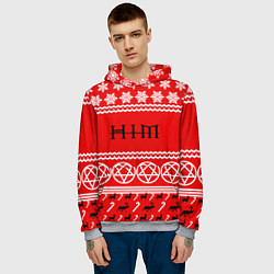 Толстовка-худи мужская Праздничный HIM, цвет: 3D-меланж — фото 2