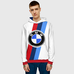 Толстовка-худи мужская BMW M: White Sport, цвет: 3D-красный — фото 2