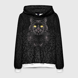 Толстовка-худи мужская Чёрный котик, цвет: 3D-белый