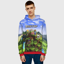 Толстовка-худи мужская Майнкрафт: Виктор, цвет: 3D-красный — фото 2