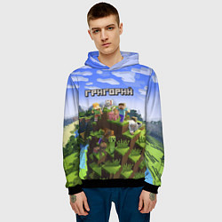Толстовка-худи мужская Майнкрафт: Григорий, цвет: 3D-черный — фото 2