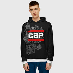 Толстовка-худи мужская СВР: герб РФ, цвет: 3D-белый — фото 2