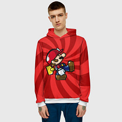 Толстовка-худи мужская Super Mario: Red Illusion, цвет: 3D-белый — фото 2