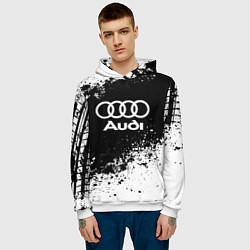 Толстовка-худи мужская Audi: Black Spray, цвет: 3D-белый — фото 2