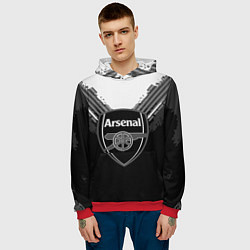 Толстовка-худи мужская FC Arsenal: Black Style, цвет: 3D-красный — фото 2