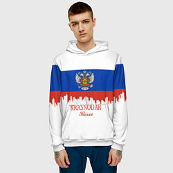 Толстовка-худи мужская Krasnodar, Russia, цвет: 3D-белый — фото 2