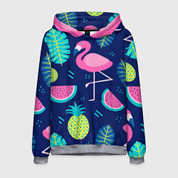 Толстовка-худи мужская Фруктовый фламинго, цвет: 3D-меланж