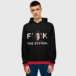 Толстовка-худи мужская F*ck The System: Mr Robot, цвет: 3D-красный — фото 2