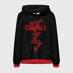 Толстовка-худи мужская Godzilla: Hieroglyphs, цвет: 3D-красный