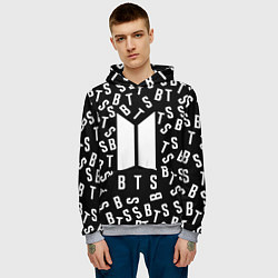 Толстовка-худи мужская BTS: Black Style, цвет: 3D-меланж — фото 2