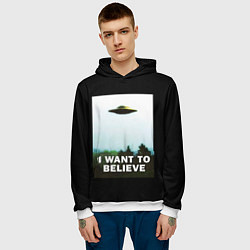 Толстовка-худи мужская I Want To Believe, цвет: 3D-белый — фото 2