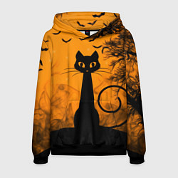 Толстовка-худи мужская Halloween Cat, цвет: 3D-черный