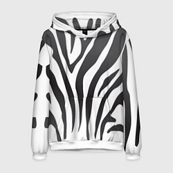 Толстовка-худи мужская Африканская зебра, цвет: 3D-белый