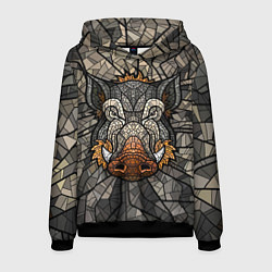 Толстовка-худи мужская Mosaic Pig, цвет: 3D-черный