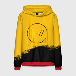 Толстовка-худи мужская 21 Pilots: Yellow Logo, цвет: 3D-красный