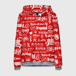 Толстовка-худи мужская ЛОГО АНИМЕ МУЛЬТФИЛЬМОВ, цвет: 3D-меланж