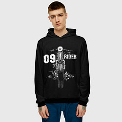 Толстовка-худи мужская 09 Rider, цвет: 3D-черный — фото 2