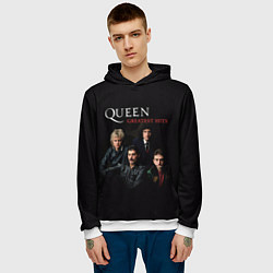 Толстовка-худи мужская Queen: Greatests Hits, цвет: 3D-белый — фото 2