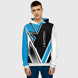 Толстовка-худи мужская Hockey black blue white, цвет: 3D-белый — фото 2