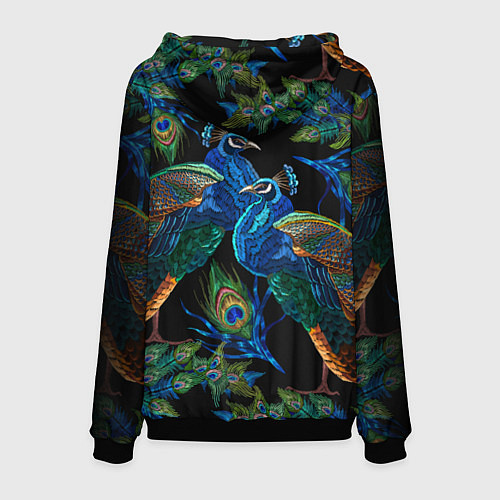 Мужская толстовка Павлины - вышивка гладью / 3D-Черный – фото 2