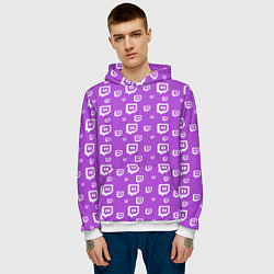 Толстовка-худи мужская Twitch: Violet Pattern, цвет: 3D-белый — фото 2