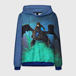 Толстовка-худи мужская Как приручить дракона, цвет: 3D-синий