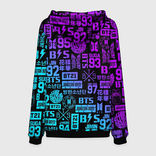 Мужская толстовка BTS Logos / 3D-Черный – фото 2