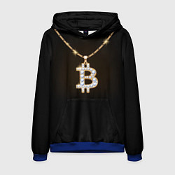 Толстовка-худи мужская Бриллиантовый биткоин, цвет: 3D-синий
