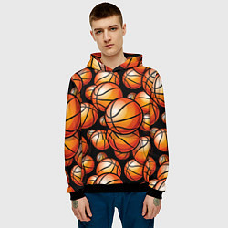 Толстовка-худи мужская Баскетбольные яркие мячи, цвет: 3D-черный — фото 2