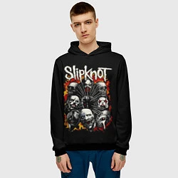 Толстовка-худи мужская Slipknot: Faces, цвет: 3D-черный — фото 2