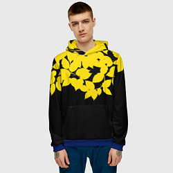 Толстовка-худи мужская Желтые Листья - Минимализм, цвет: 3D-синий — фото 2