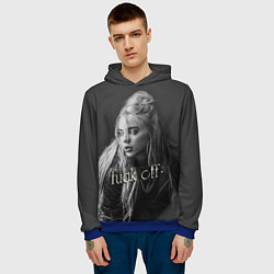 Толстовка-худи мужская Billie Eilish fak off, цвет: 3D-синий — фото 2