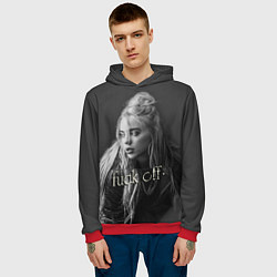 Толстовка-худи мужская Billie Eilish fak off, цвет: 3D-красный — фото 2