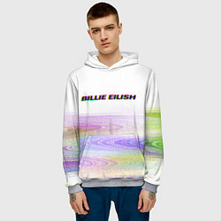 Толстовка-худи мужская BILLIE EILISH: White Glitch, цвет: 3D-меланж — фото 2