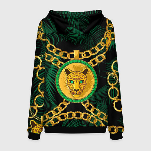 Мужская толстовка Золотой леопард и цепь / 3D-Черный – фото 2