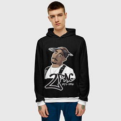 Толстовка-худи мужская 2pac, цвет: 3D-белый — фото 2
