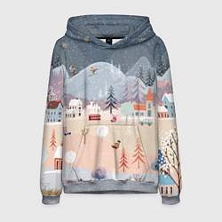 Толстовка-худи мужская Новогодние каникулы, цвет: 3D-меланж