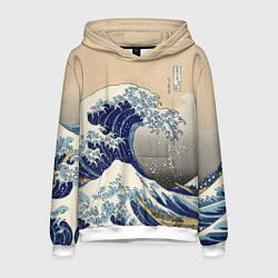 Толстовка-худи мужская Kanagawa Wave Art, цвет: 3D-белый