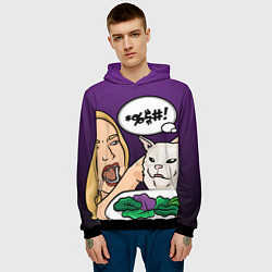 Толстовка-худи мужская Woman yelling at a cat, цвет: 3D-черный — фото 2