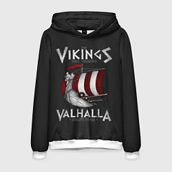 Толстовка-худи мужская Vikings Valhalla, цвет: 3D-белый