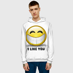 Толстовка-худи мужская I like you, цвет: 3D-белый — фото 2