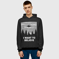 Толстовка-худи мужская I want to believe, цвет: 3D-черный — фото 2